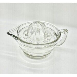 Vintage Clear Glass Manual Orange Citrus Juicer Reamer 2 pc